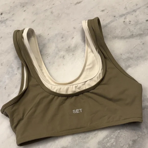 SET Active Sage Green Seamless Sports Bra and Leggings - Picture 2 of 7